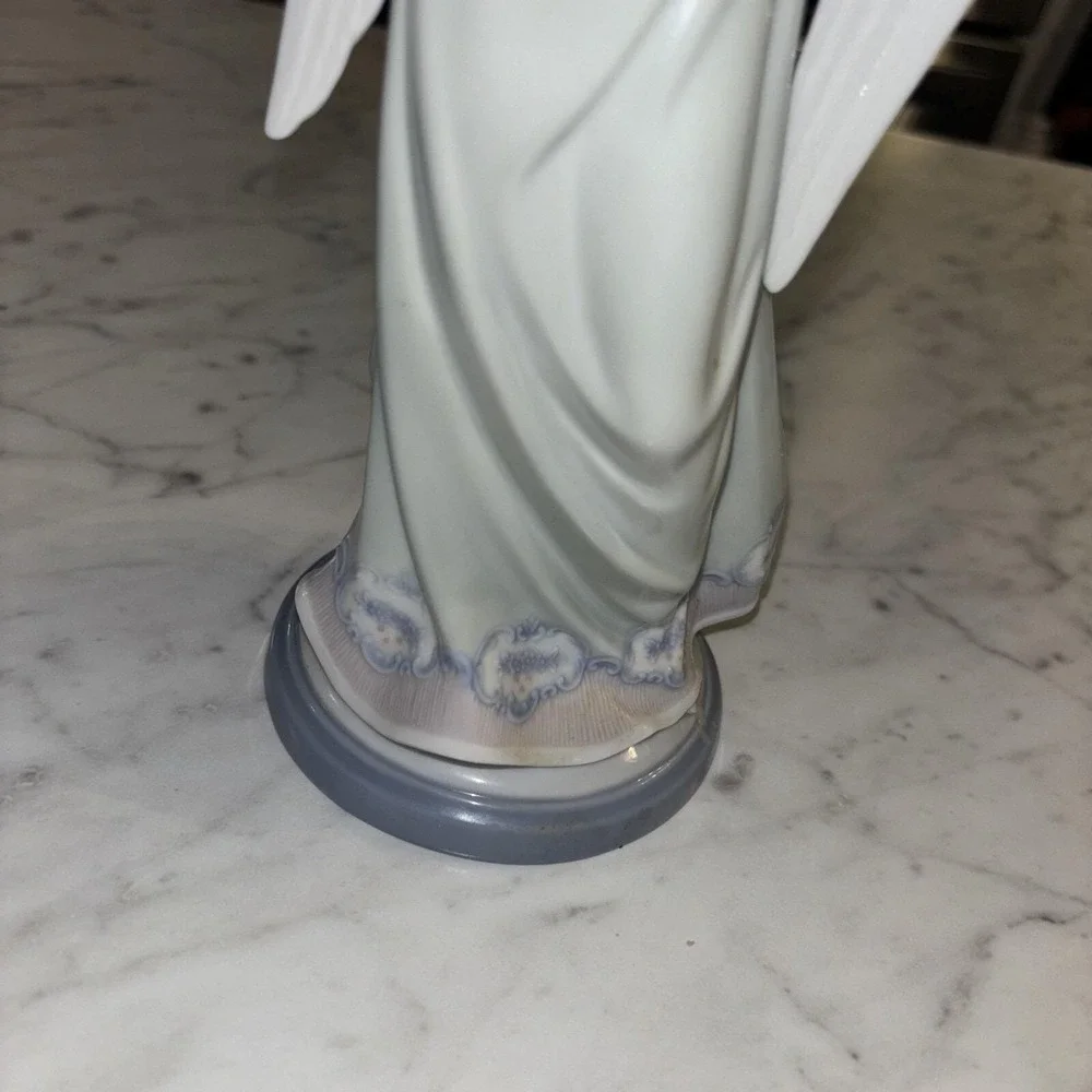 Lladro 5950 Heavenly Harpist Angel Porcelain Figurine Candle Holder Spain